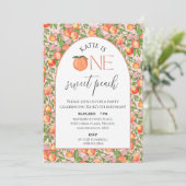 Eine Sweet Peach Erste Geburtstagsparty Einladung (Stehend Vorderseite)