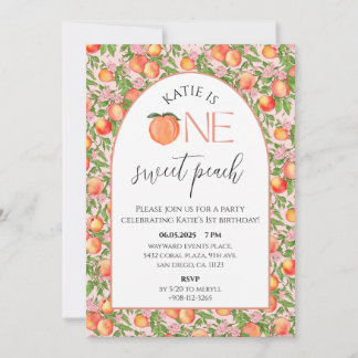 Eine Sweet Peach Erste Geburtstagsparty Einladung