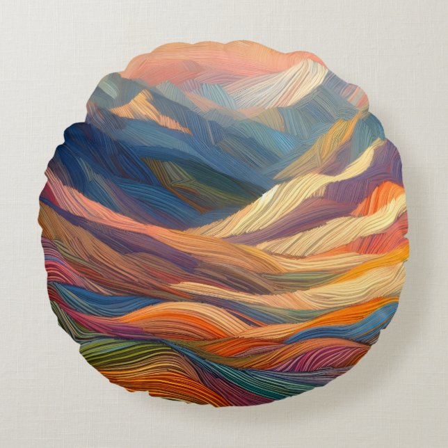Eine Symphonie farbenfroher Muster Rundes Kissen (Vorderseite)