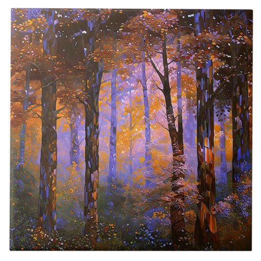 Eine Symphonie von Blätter - Waldlandschaft Fliese (Vorderseite)