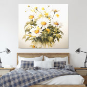 Eine Symphonie von Blooms Daisies Aquarellmalerei Leinwanddruck (Insitu (Schlafzimmer))