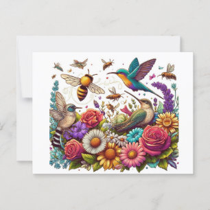 Eine Symphonie von Blume und Flug Postkarte