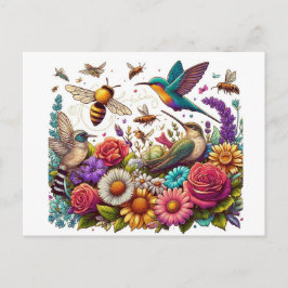 Eine Symphonie von Blume und Flug Postkarte