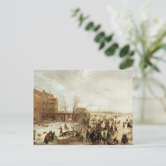 Eine Szene auf dem Eis in der Nähe einer Stadt, c. Postkarte (Stehend Vorderseite)