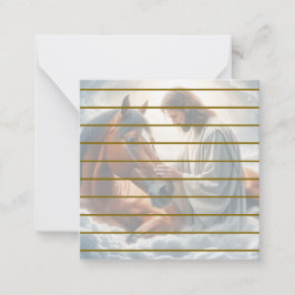 Eine Szene des Mitgefühls mit Jesus und Pferd Mitteilungskarte
