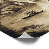 Eine Szene, die eine chinesische Landschaft und ei Poster (Ecke)