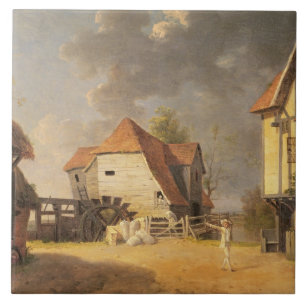 Eine Szene "vom Mädchen der Mühle", 1765 (Öl an Fliese