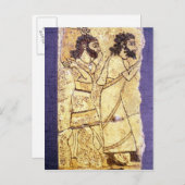 Eine Tafel mit zwei Männern, die laufen Postkarte (Vorne/Hinten)