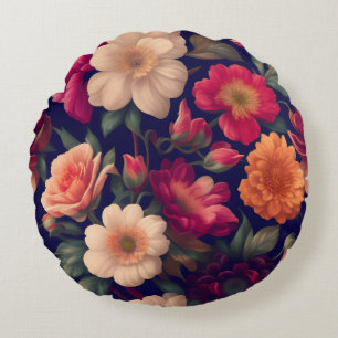 Eine Tapete mit Blumenmuster Rundes Kissen