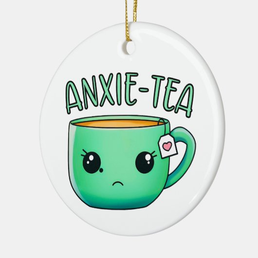 Eine Tasse Anxie-Tee-Pun aus Angst Keramik Ornament (Links)