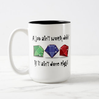 Eine Tasse für einen Job mit einer Doin