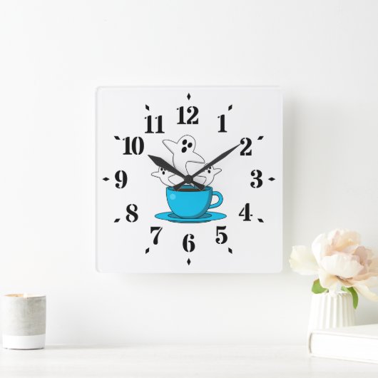 Eine Tasse Geisterrauchkaffee Quadratische Wanduhr (Zuhause)