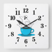 Eine Tasse Geisterrauchkaffee Quadratische Wanduhr (Vorderseite)
