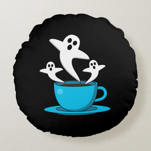 Eine Tasse Geisterrauchkaffee Rundes Kissen (Vorderseite)