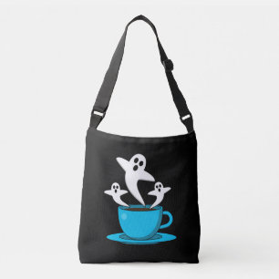 Eine Tasse Geisterrauchkaffee Tragetaschen Mit Langen Trägern