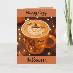 Eine Tasse gemütlichen Halloween Feiertagskarte
