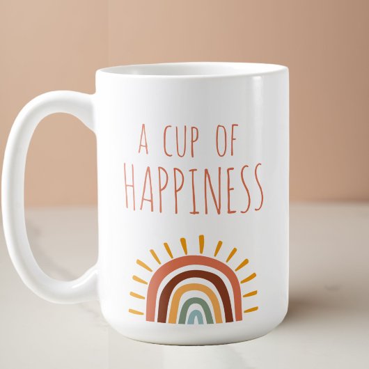 "Eine Tasse Glück", moderne boho Regenbogen-Tasse
