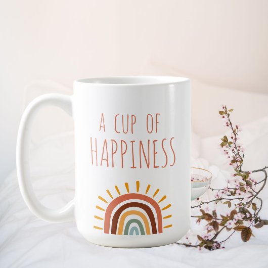 "Eine Tasse Glück", moderner Boho-Regenbogen-Beche