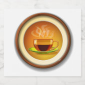 Eine Tasse heißen Kaffees. Alkoholflaschenetikett (Einzelnes Label)