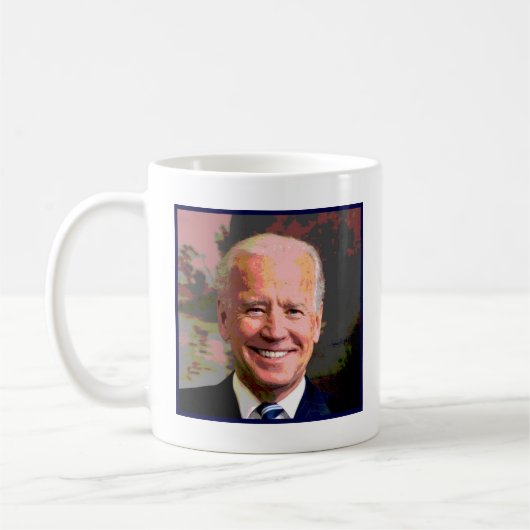 Eine Tasse Joe Kaffee-Tasse mit Bild von Joe Biden (Links)