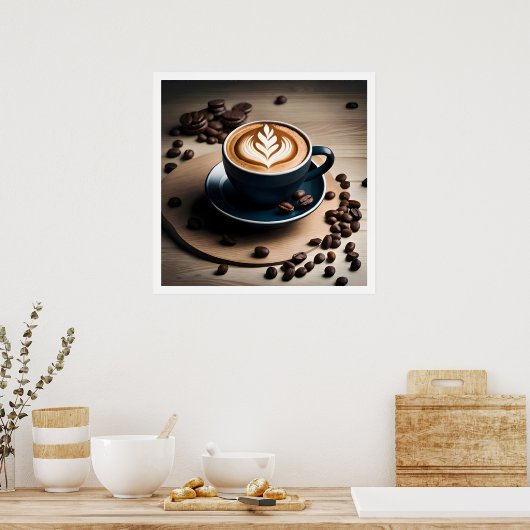 Eine Tasse Kaffee Latte für das Kaffeepulver Poster (Küche)