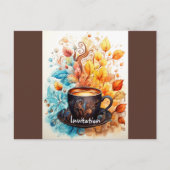 Eine Tasse Kaffee mit Blume Einladungspostkarte (Vorderseite)