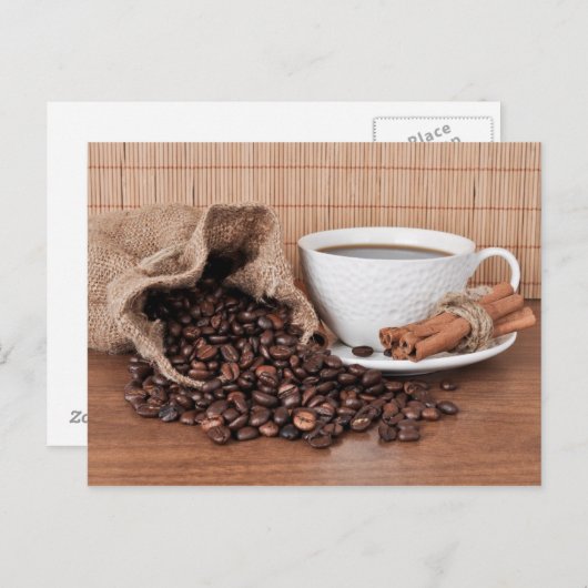 Eine Tasse Kaffee und eine Cinnamon Stick Postkart Postkarte (Vorne/Hinten)