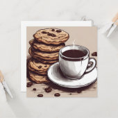 Eine Tasse Kaffee und Kekse Karte (Vorderseite/Rückseite Beispiel)