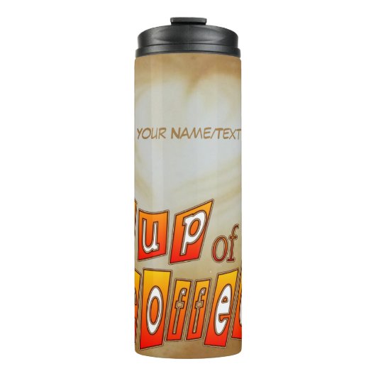 Eine Tasse Kaffeekust. Thermobecher (Vorderseite)