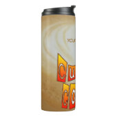 Eine Tasse Kaffeekust. Thermobecher (Nach links gedreht)