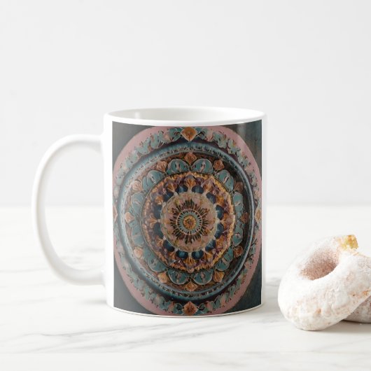 Eine Tasse mit ästhetischem Mandala-Design (Mit Donut)