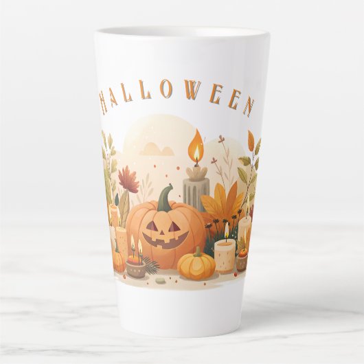 Eine Tasse mit einem Halloween-Kürbisprint (Vorderseite)