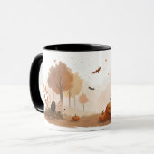 Eine Tasse mit einem Halloween-Orangenmuster (Vorderseite Links)