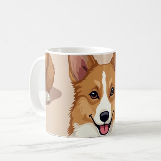 Eine Tasse mit walisischem Corgi-Design. (Vorderseite Links)