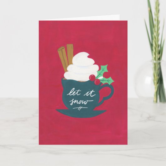 Eine Tasse Schnee lassen Feiertagskarte (Vorderseite)