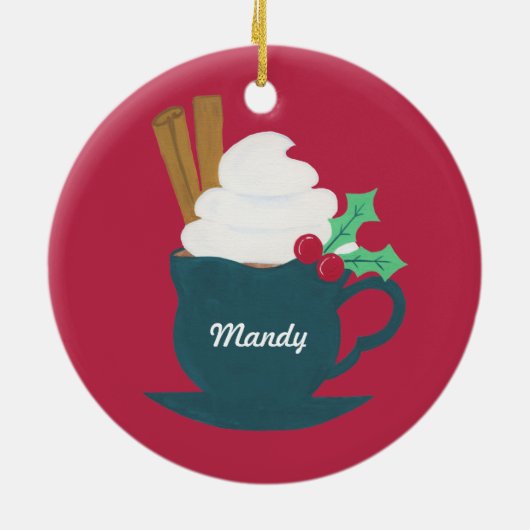 Eine Tasse Schnee lassen Keramikornament (Hinten)