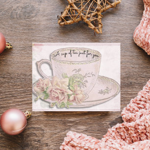 Eine Tasse Tee zum Muttertag - Rosa Flachkarte