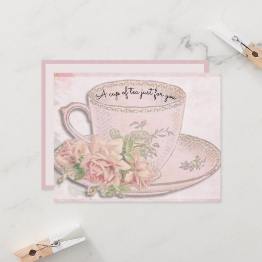 Eine Tasse Tee zum Muttertag Rosa für dich (Vorderseite/Rückseite Beispiel)