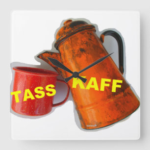 Eine TASSKAFF-Uhr für ein Lächeln am Morgen!  Quadratische Wanduhr