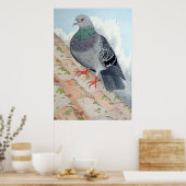 Eine Taube Erholungen auf einem Dach Poster (Küche)