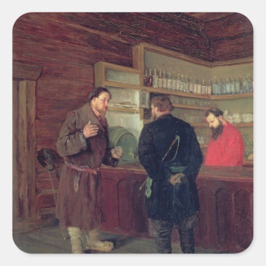 Eine Taverne, 1889 Quadratischer Aufkleber (Vorderseite)