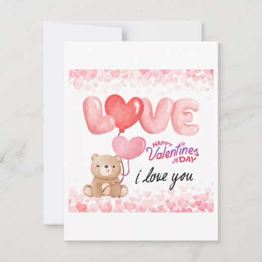 Eine Teddy Bear Valentine Theme Card Karte (Vorderseite)