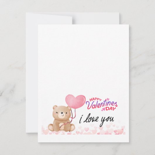Eine Teddy Bear Valentine Theme Card Karte (Rückseite)