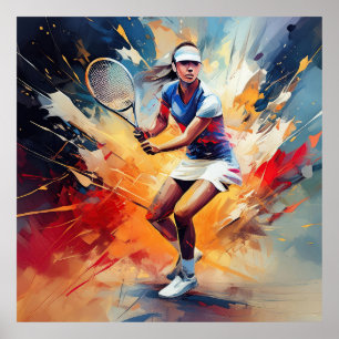 Eine Tennisspielerin. Poster