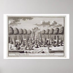 Eine Terrasse mit Orangenbäumen im Garten des Poster