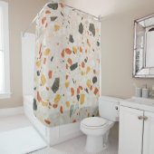 Eine Terrazzo-Farbe rot, grün und gelb in Kontur Duschvorhang (Beispiel)