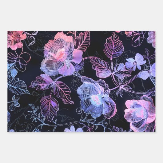 Eine Textur von Blumen in Neonstickereien Geschenkpapier Set (Vorderseite 3)