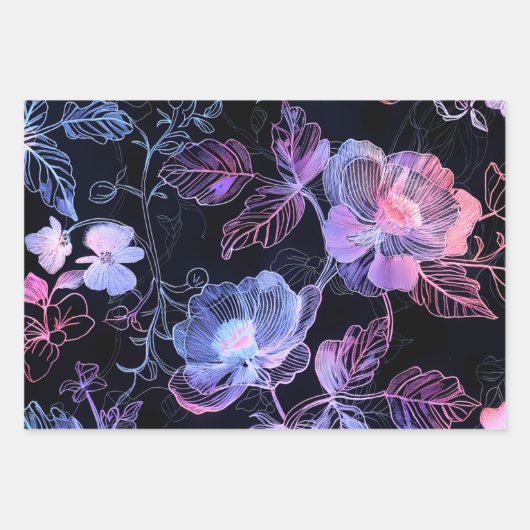 Eine Textur von Blumen in Neonstickereien Geschenkpapier Set (Vorderseite 2)