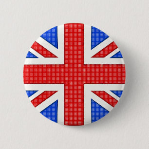 Eine texturierte Union Jack Flagge. Button