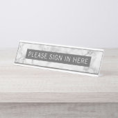 Eine Textzeile - Grauweißer Marmor Schreibtischnamensplakette (Vorderseite )